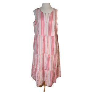 NWT J Jill Maxi Dress Pink Striped Lined Tiered Cotton Boho Dress Womens Size 1X